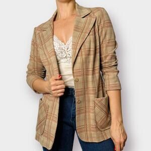 70s Devon Tan Orange Plaid Blazer Size L